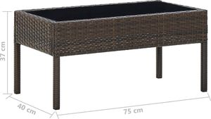 vidaXL Stolik ogrodowy brązowy rattan PE  75x40x37 cm 5