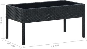 vidaXL Stolik ogrodowy czarny rattan PE 75x40x37 cm 5