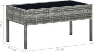 vidaXL Stolik ogrodowy szary rattan PE 75x40x37 cm 5