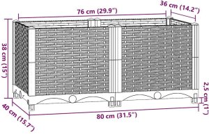 vidaXL Donica do podniesionej rabaty, 80x40x38 cm, polipropylen 6