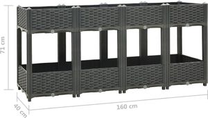 vidaXL Donica do podniesionej rabaty, 160x40x71 cm, polipropylen 6