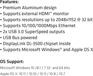 Stacja/replikator Club 3D Adapter USB 3.0 Typ A > HDMI + 2x USB 3.0 i RJ45 (CSV-2600) 7