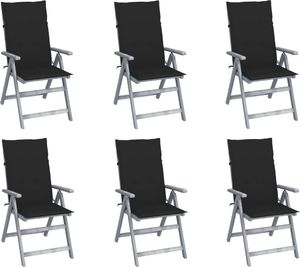 vidaXL Rozkładane krzesła ogrodowe z poduszkami lita akacja 6 szt. 1