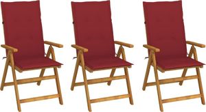 vidaXL Składane krzesła ogrodowe z poduszkami drewno akacjowe 3 szt. 1