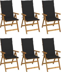 vidaXL Składane krzesła ogrodowe z poduszkami drewno akacjowe 6 szt. 1