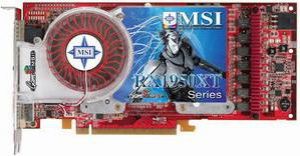 Karta graficzna MSI Radeon X1950 XT 256MB X1950XT 256MB DDR3 256bit PCI-E HDTV/DualDVI RX1950XT-VT2D256E-HD 1