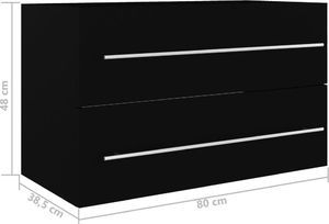 vidaXL Szafka pod umywalkę, czarna, 80 x 38,5 x 48 cm, płyta wiórowa 7