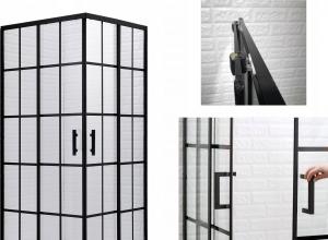 Toule Kabina prysznicowa 90x90 czarna brodzik 2x szprosy 2