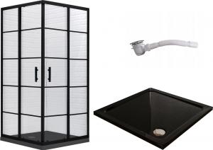 Toule Kabina prysznicowa 90x90 czarna 193 szkło slim 5cm 1