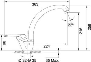 Bateria kuchenna Franke Vega stojąca kamienny szary (115.0334.567) 2