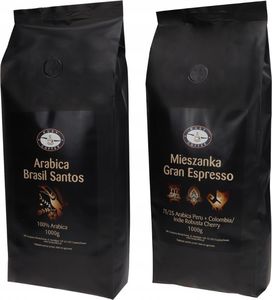 Kawa ziarnista KusyCoffee Zestaw Brasil Santos + Gran Espresso 2 kg 1