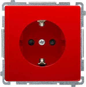 Kontakt-Simon Simon Basic Gniazdo wtyczkowe z uziemieniem Schuko (moduł), z przesłonami torów prądowych, 16A, 250V~, zaciski śrubowe czerwone BMGSZ1Z.01/22 1