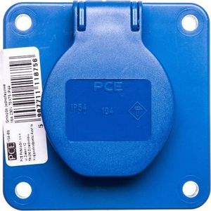 PCE Gniazdo tablicowe 10/16A 2P+Z 230V niebieskie IP44 104-8b 1