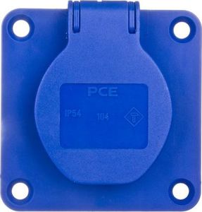 PCE Gniazdo tablicowe 10/16A 2P+Z 230V /70x70/ niebieskie IP54 104-7B 1