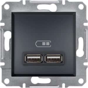 Schneider Electric Asfora Gniazdo ładowarki USB 2.1A bez ramki, antracy EPH2700271 1