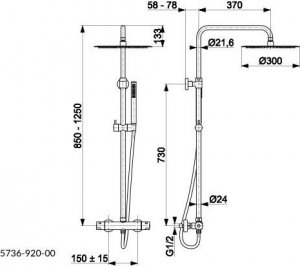 Deszczownica KFA 5736-920-81 DESZCZOWNIA MOZA PREMIUM Z BATERIĄ NATRYSKOWĄ TFRMOSTATYCZNĄ CZARNA //N.81.MOZA-TERM-PREMIUM 4