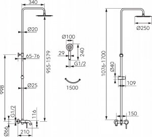 Zestaw prysznicowy Ferro NP79-BFI13U DESZCZOWNIA FIESTA Z NATRYSKIEM I BATERIĄ WANNOWA FERRO // N.00.FIESTA-ZESTAW-NAT-WAN 2