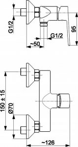 Bateria prysznicowa KFA 4426-010-00 AGAT BATERIA NATRYSKOWA ŚCIENNA, CHROM // B-90-00-7-000 2