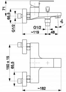 Bateria wannowa KFA Logon ścienne chrom (5134-010-00) 2