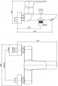 Bateria wannowa Cersanit City ścienne chrom (S951-344) 2