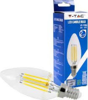 V-TAC LED Candle E14 4 Watt Filament 3000K 400lm 300D Glas (4301) 1