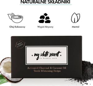 My White Secret Paski wybielające do zębów z olejkiem kokosowym i aktywnym węglem 3