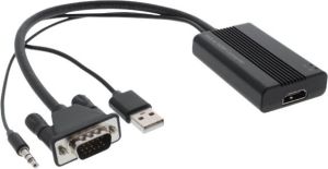 Adapter AV InLine D-Sub (VGA) - HDMI + USB-A + Jack 3.5mm czarny (65004A) 1