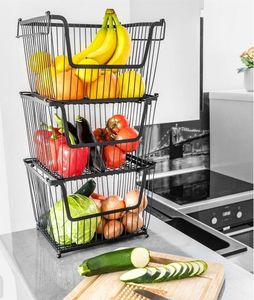 Vilde Koszyk metalowy czarny na OWOCE WARZYWA piętrowy do piętrowania 31x26x22 cm 2