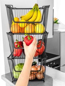Vilde Koszyk metalowy czarny na OWOCE WARZYWA piętrowy do piętrowania 31x26x22 cm 5