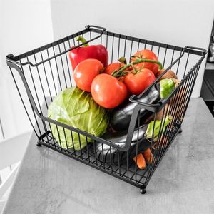Vilde Koszyk metalowy czarny na OWOCE WARZYWA piętrowy do piętrowania 31x26x22 cm 6