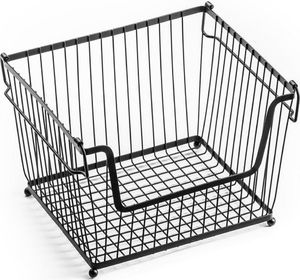 Vilde Koszyk metalowy czarny na OWOCE WARZYWA piętrowy do piętrowania 31x26x22 cm 7