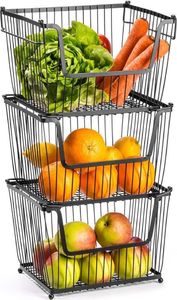Vilde Koszyk metalowy czarny na OWOCE WARZYWA piętrowy do piętrowania 31x26x22 cm 8