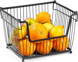 Vilde Koszyk metalowy czarny na OWOCE WARZYWA piętrowy do piętrowania 31x26x22 cm 9