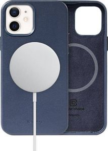 Crong Crong Essential Cover Magnetic - Etui ze skóry iPhone 12 / iPhone 12 Pro MagSafe (granatowy) 2