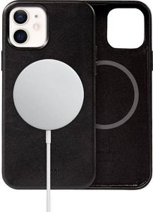 Crong Crong Essential Cover Magnetic - Etui ze skóry iPhone 12 / iPhone 12 Pro MagSafe (czarny) 2