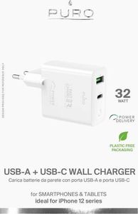 Ładowarka Puro Mini Fast Travel Charger 1x USB-A 1x USB-C 3 A (PUR411WHT) 5