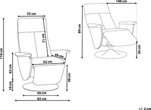 Beliani Fotel rozkładany szary PRIME 9