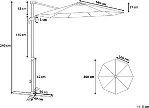 Beliani Parasol ogrodowy Savona szaro-biały 300 cm 9