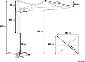 Beliani Parasol ogrodowy 250 x 250 cm jasnobeżowy MONZA (86104) 9
