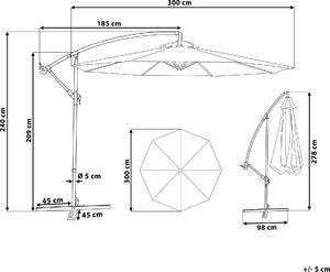 Beliani Parasol ogrodowy Ravenna szary 300 cm 8