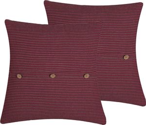 Beliani Zestaw 2 poduszek dekoracyjnych w paski 45 x 45 cm czerwony CAMPANULA 1