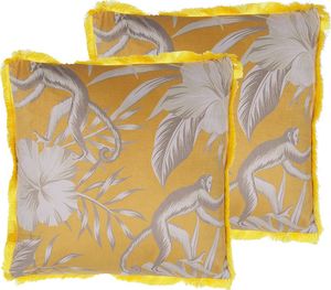 Beliani Zestaw 2 poduszek dekoracyjnych z motywem zwierzęcym 45 x 45 cm źółty MANJU 1