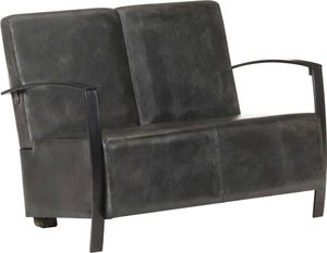 vidaXL 2-osobowa sofa, postarzany szary kolor, skóra naturalna 1