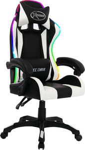 Fotel vidaXL z RGB LED czarno-biały 1
