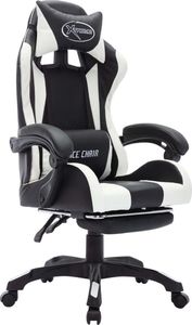 Fotel vidaXL z RGB LED czarno-biały z podnóżkiem 3