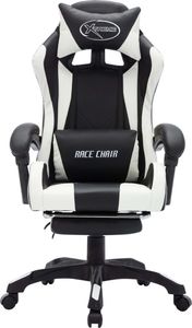 Fotel vidaXL z RGB LED czarno-biały z podnóżkiem 4