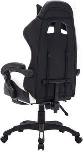 Fotel vidaXL z RGB LED czarno-biały z podnóżkiem 6