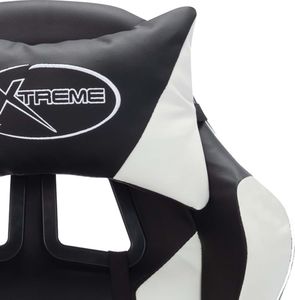 Fotel vidaXL z RGB LED czarno-biały z podnóżkiem 7