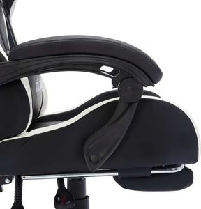 Fotel vidaXL z RGB LED czarno-biały z podnóżkiem 8