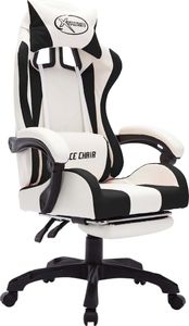 Fotel vidaXL z RGB LED biało-czarny z podnóżkiem 3